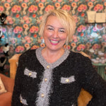 Sparkle knit sweater with gold buttons