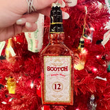 *Glass Liquor Bottle Ornament w/ Glitter, 5 Styles