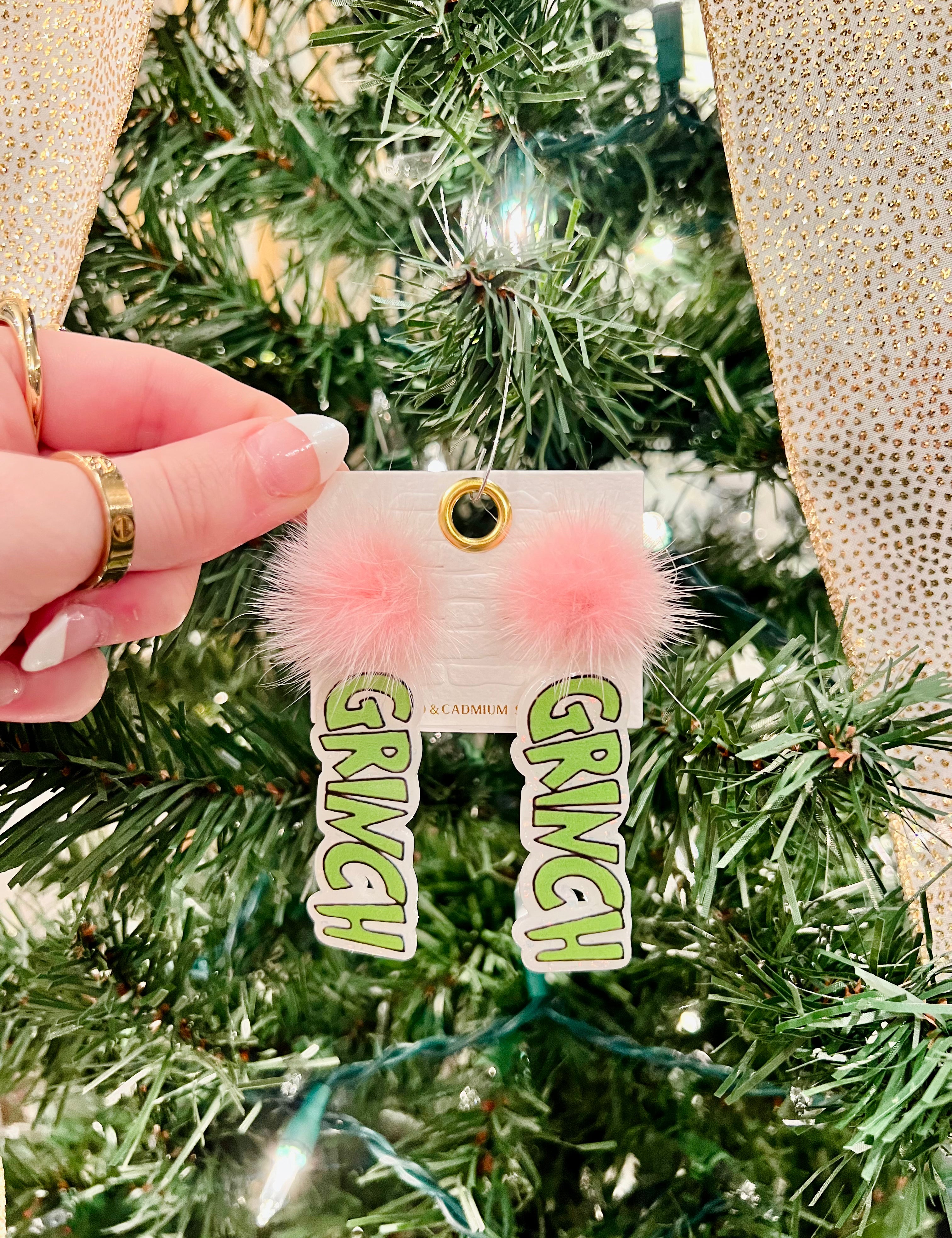 Grinch Puffball Earrings