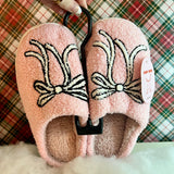 Pink Sherpa Ribbon Slippers