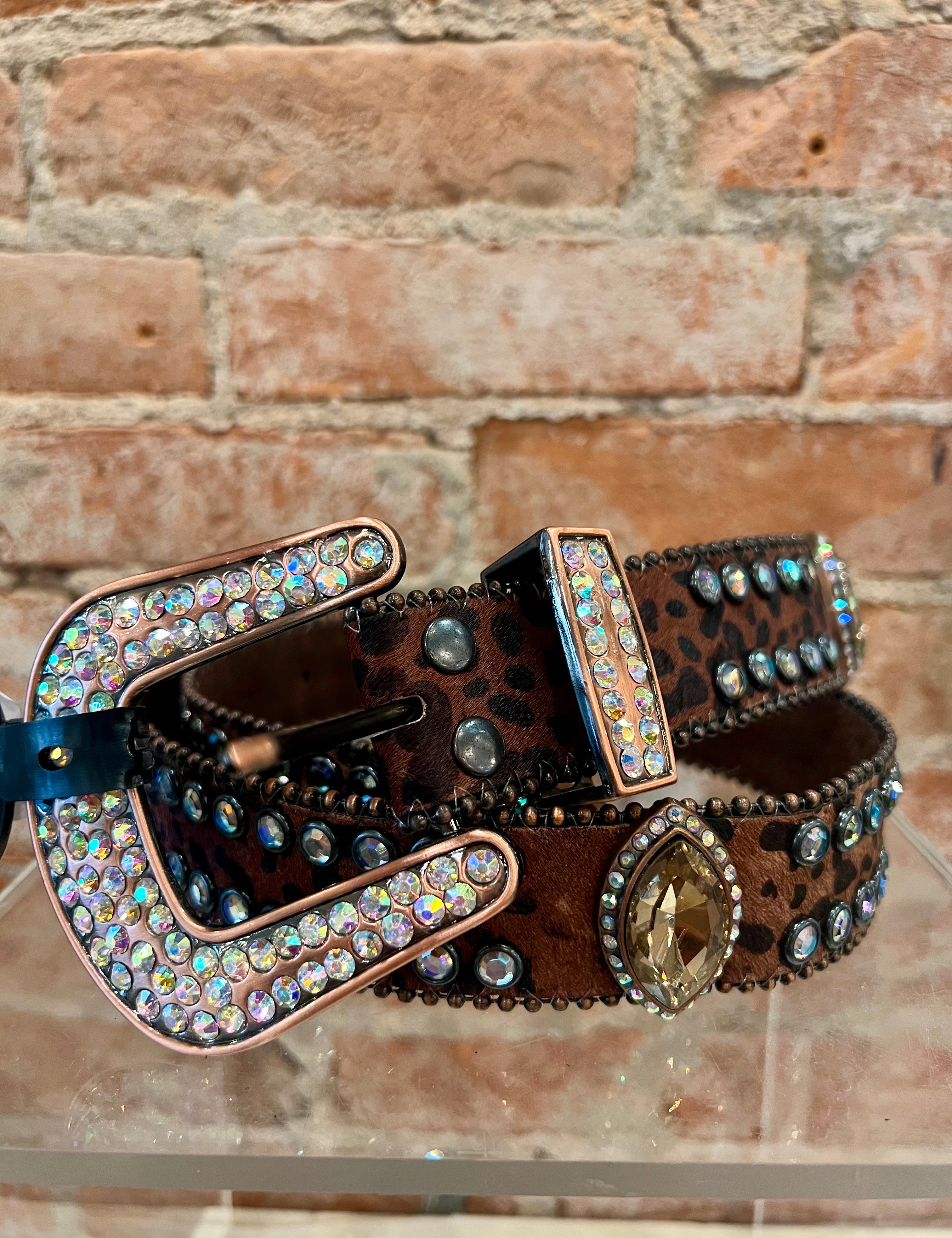 Animal Print Studded Leather Belts