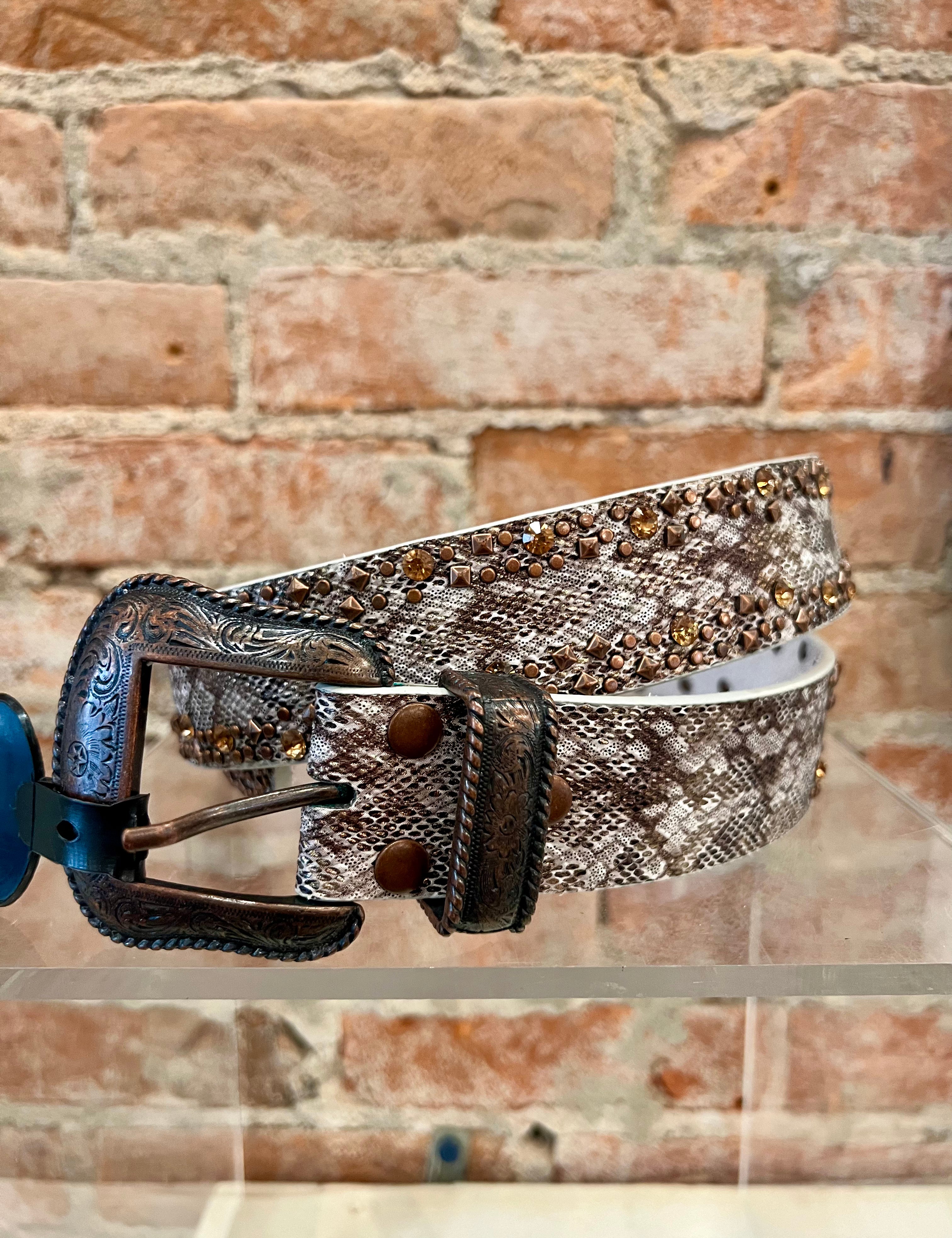 Snake Print Studded Belt