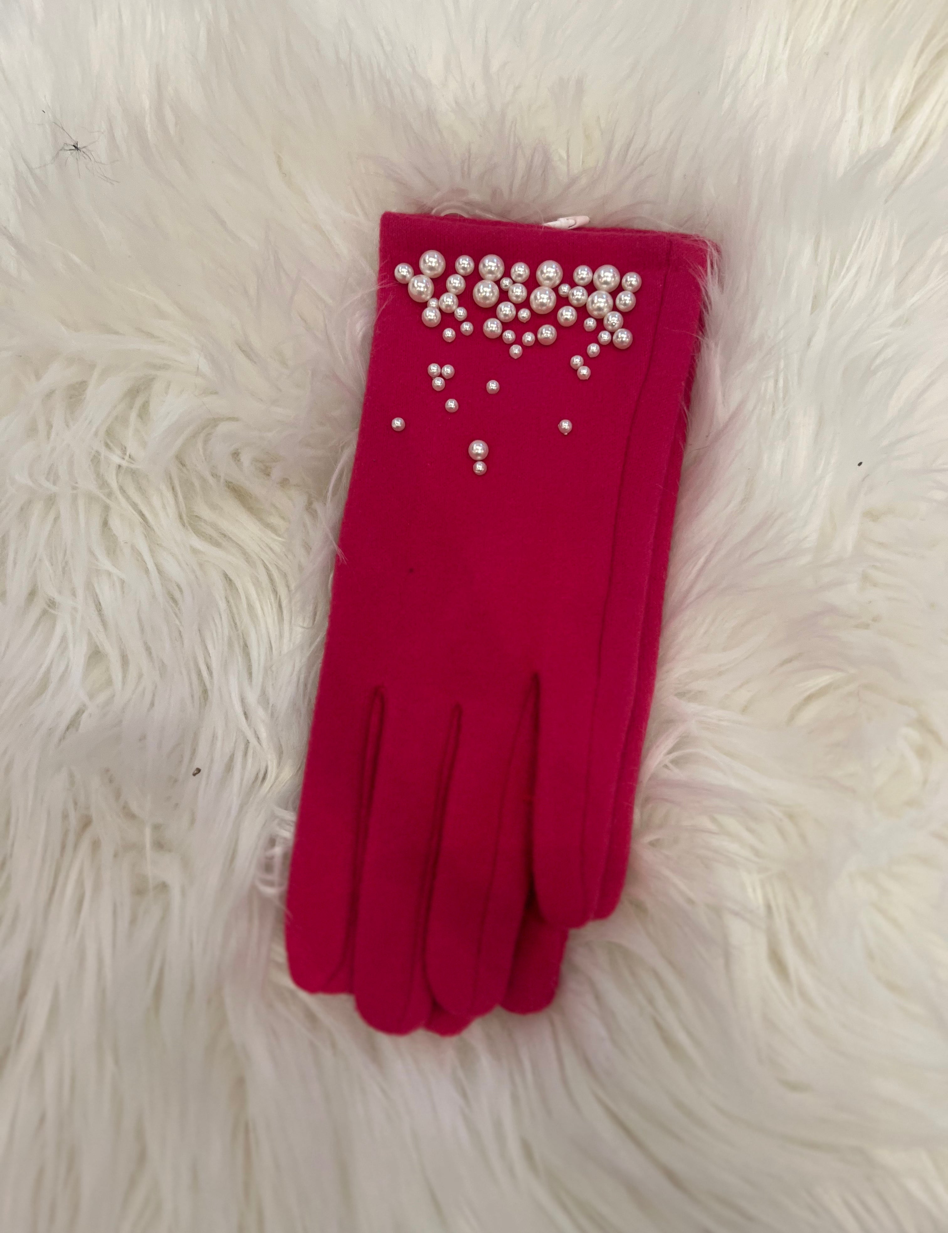 Hot Pink Pearl Gloves