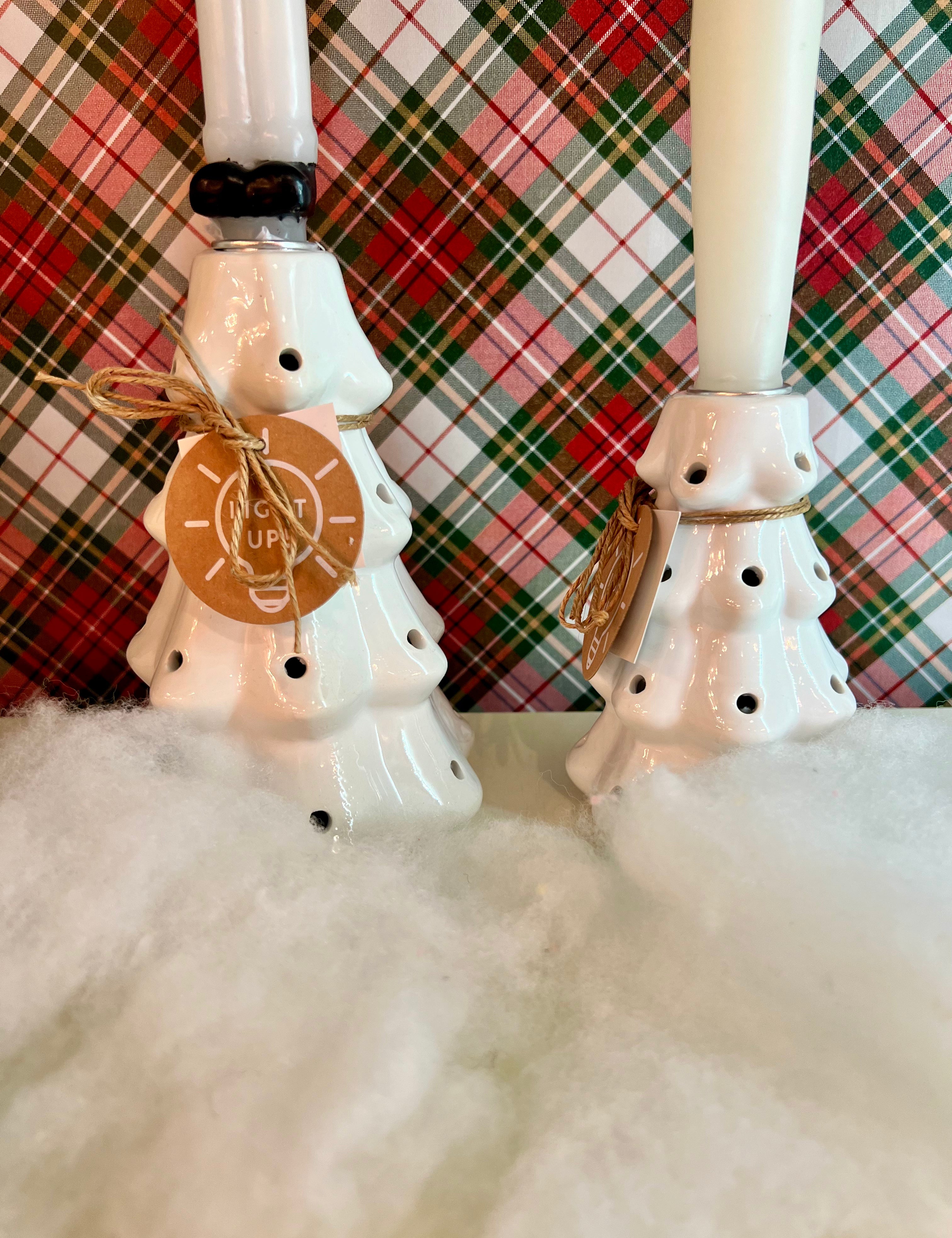 Light Up Tree Taper Candle Holders