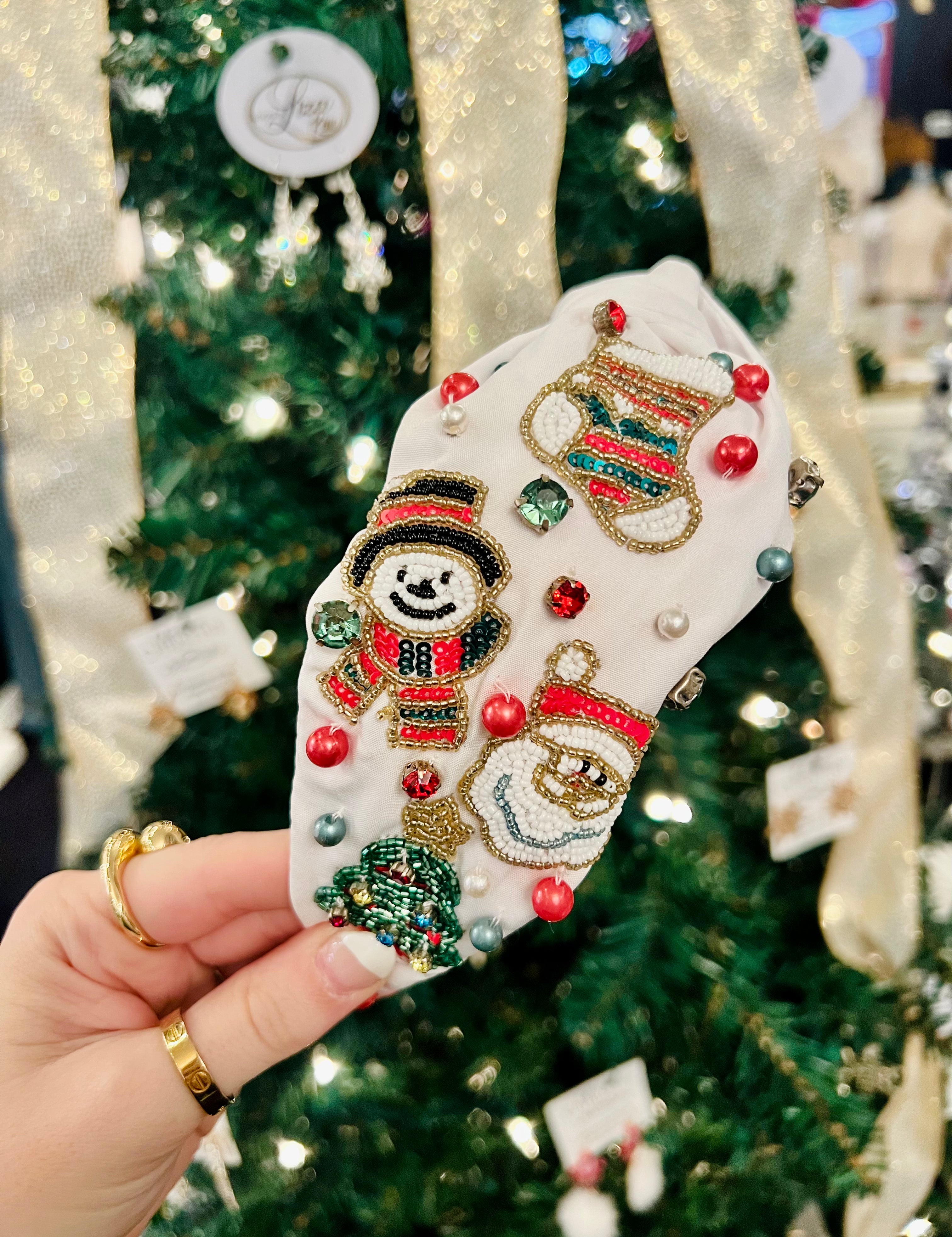 White Snowman Christmas Headband