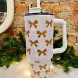 Gold Bedazzle Bow Tumbler