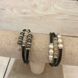 Leather Wrap Freshwater Pearl Bracelet
