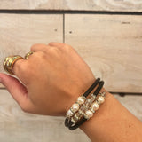Leather Wrap Freshwater Pearl Bracelet