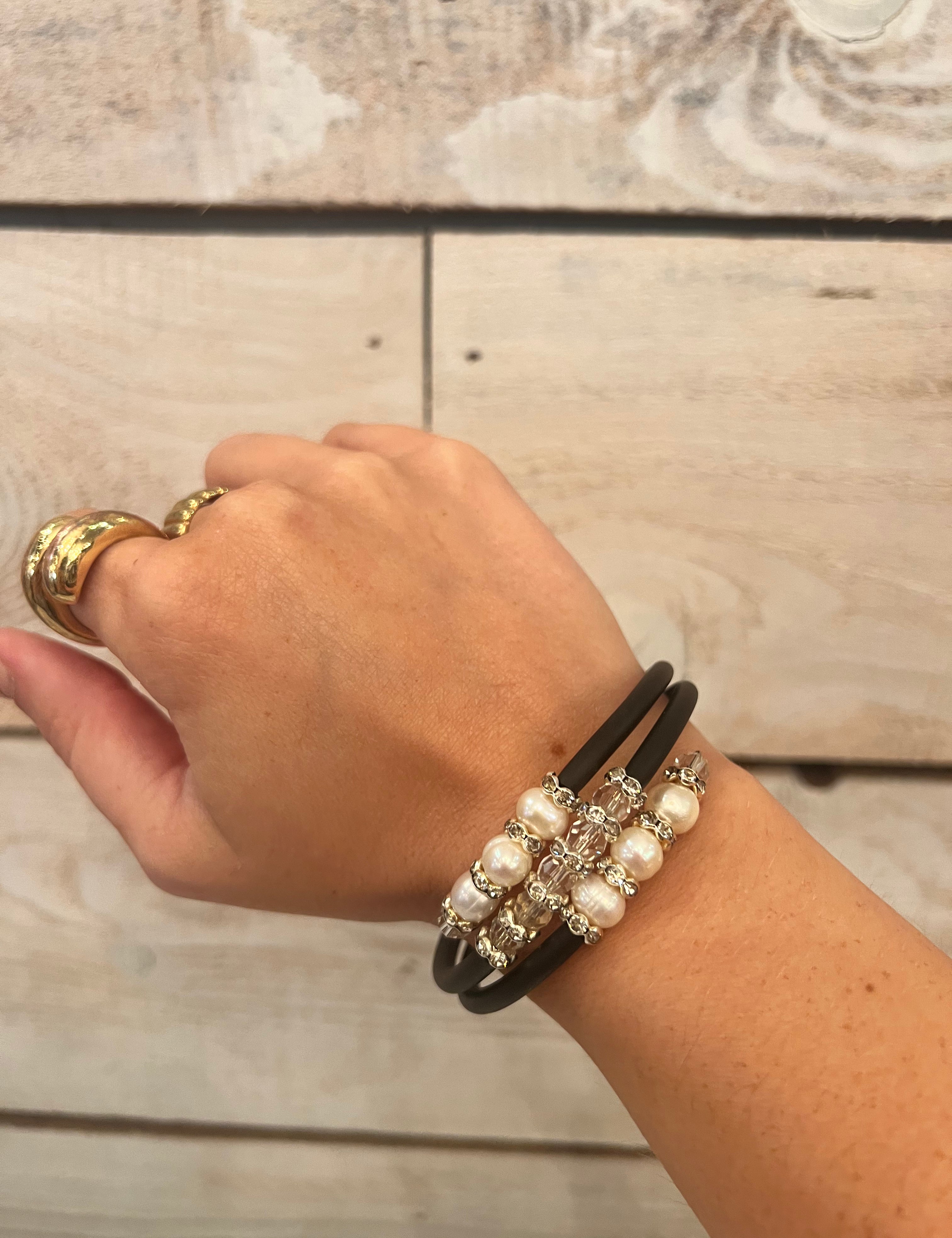 Leather Wrap Freshwater Pearl Bracelet