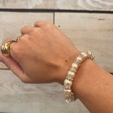 Thick Fresh Water Pearl With Bling Bracelet