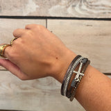 Skinny Cross Leather Bracelet