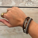 Skinny Cross Leather Bracelet