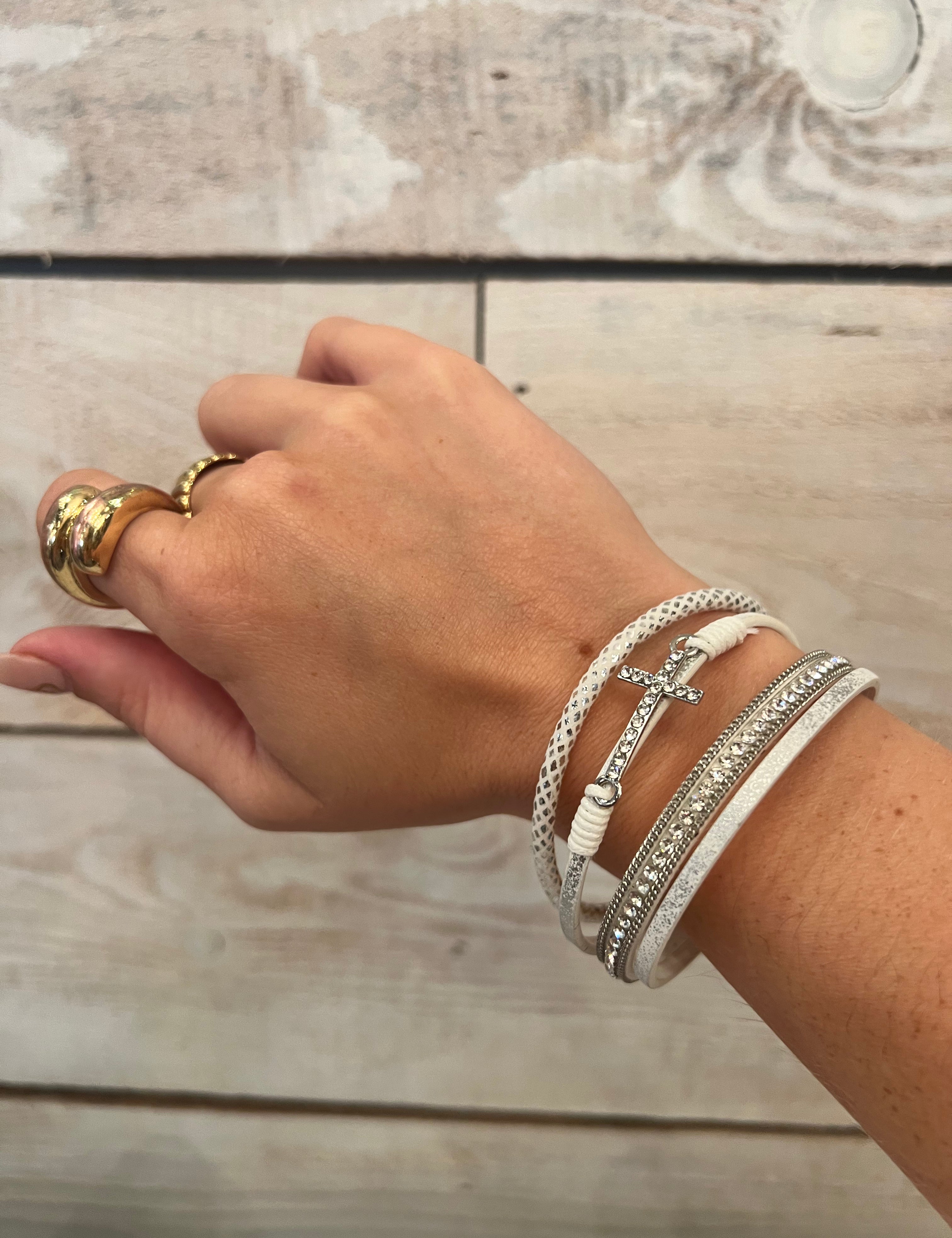 Skinny Cross Leather Bracelet