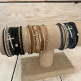Wide Cross Leather Bracelet