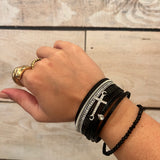 Wide Cross Leather Bracelet