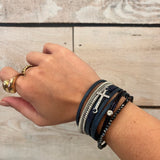 Wide Cross Leather Bracelet