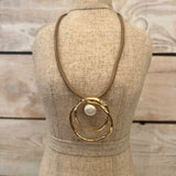 Pearl Circles Leather Necklace