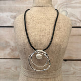 Pearl Circles Leather Necklace