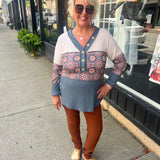 Geometric Floral Waffle Top