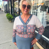 Geometric Floral Waffle Top