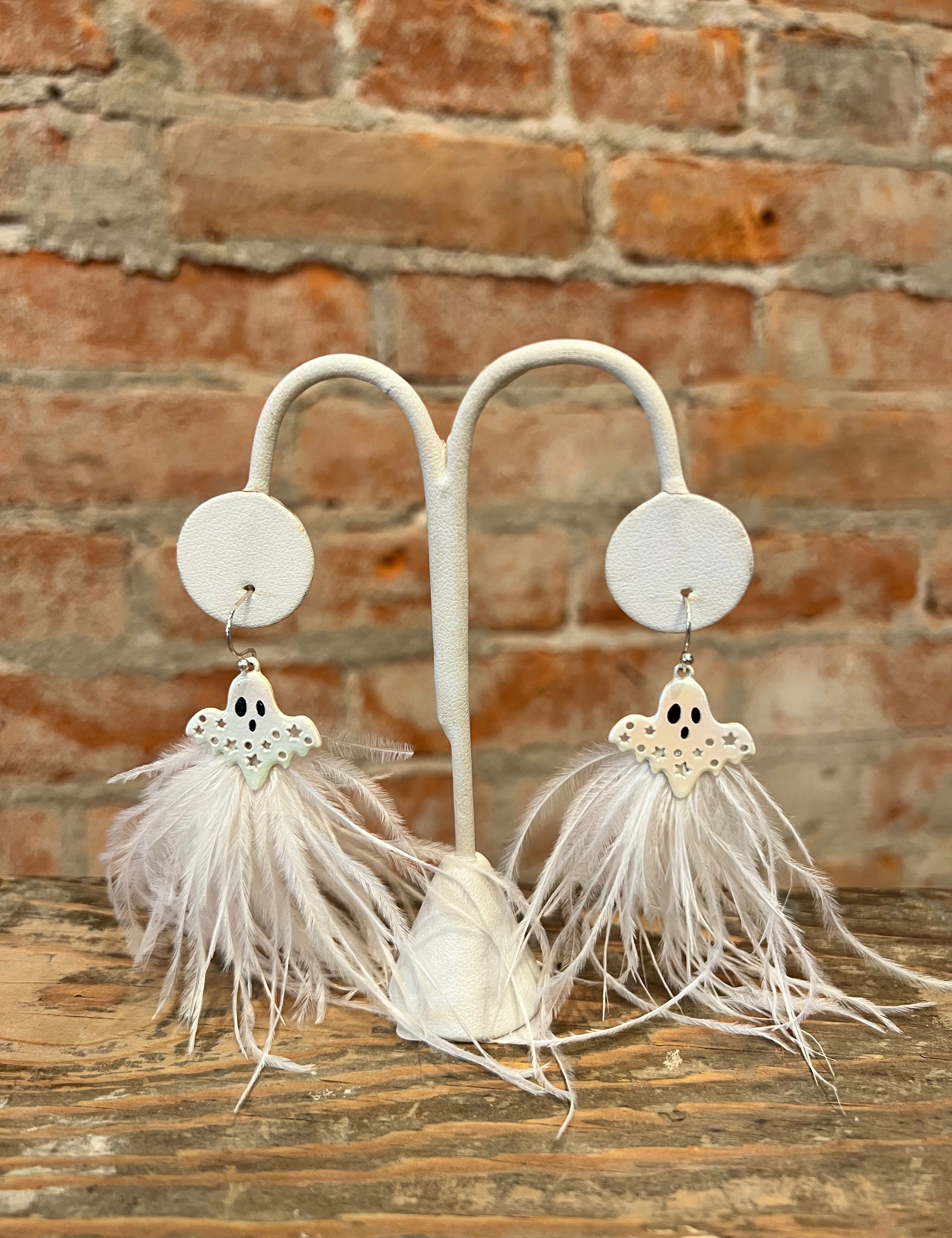 Feathered Ghostie Earrings