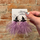 Witch Hat Feather Earrings