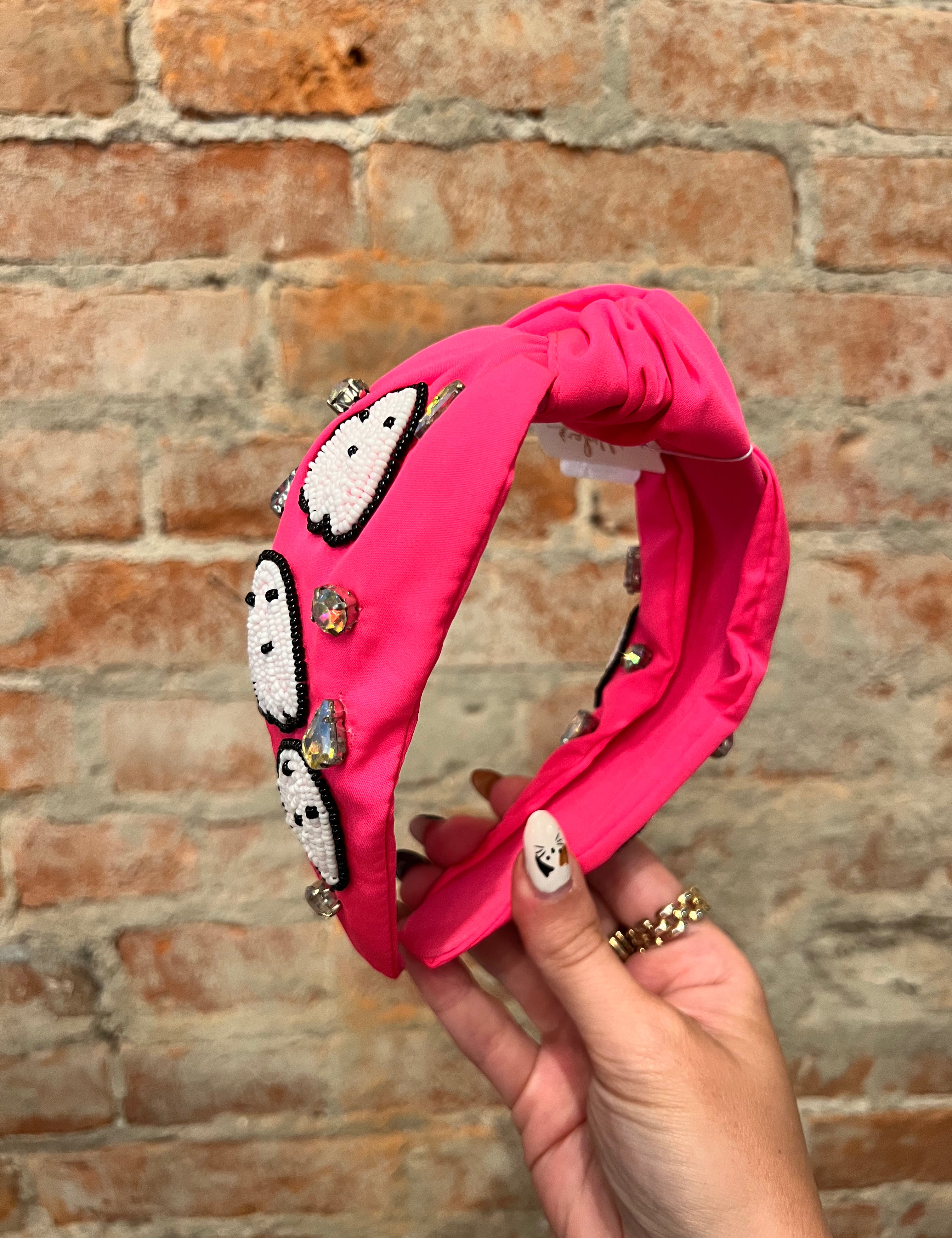 Hot Pink Ghost Beaded Headband