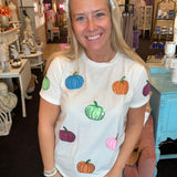 Colorful Sequin Pumpkins Tee