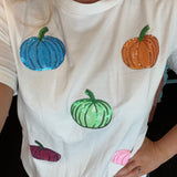Colorful Sequin Pumpkins Tee