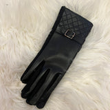 Black Faux Leather Strap Glove