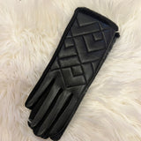 Diamond Quilted Faux Leather Gloves