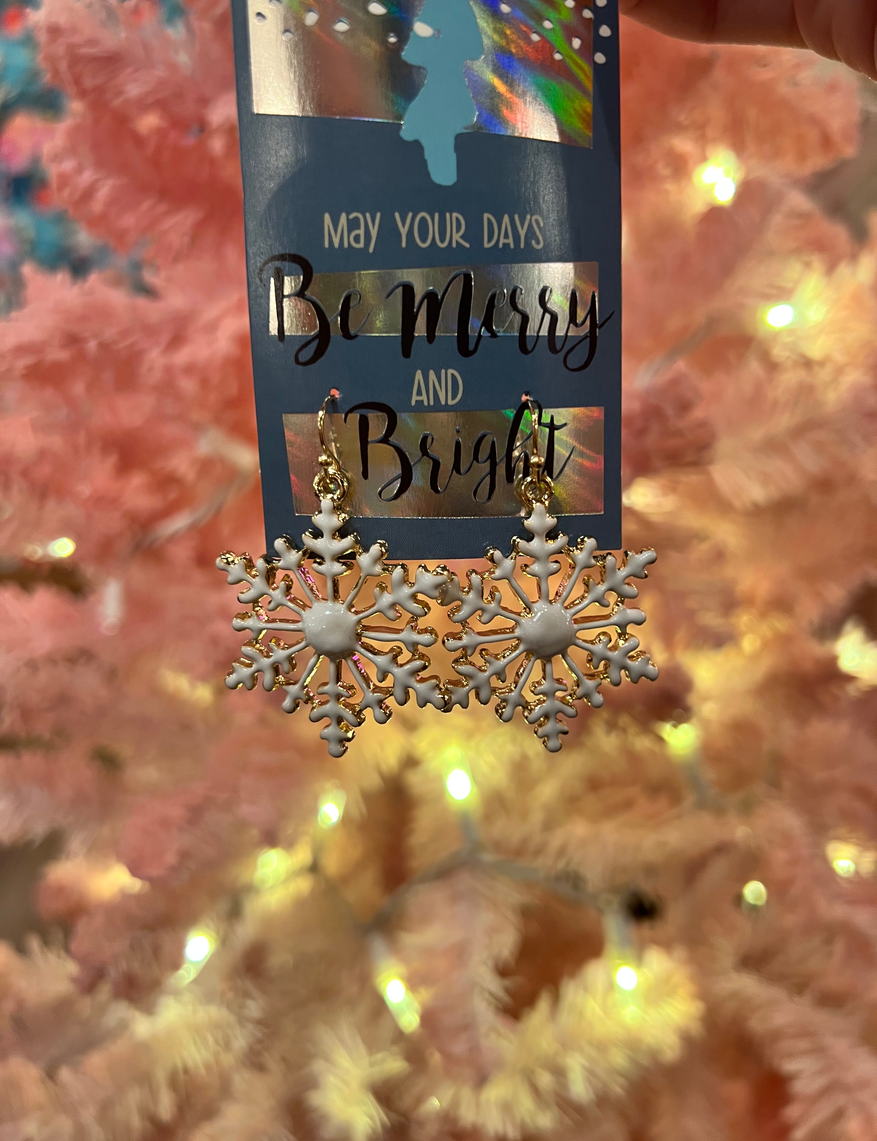 White Enamel Snowflake Earring