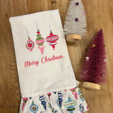 Whimsical Merry Christmas Ruffle Hand Towel