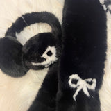 Fluffy Fur Bow Earmuff & Scarf Set