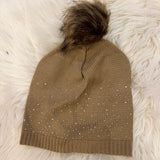 Rhinestone Puffball Beanie