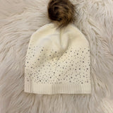 Rhinestone Puffball Beanie
