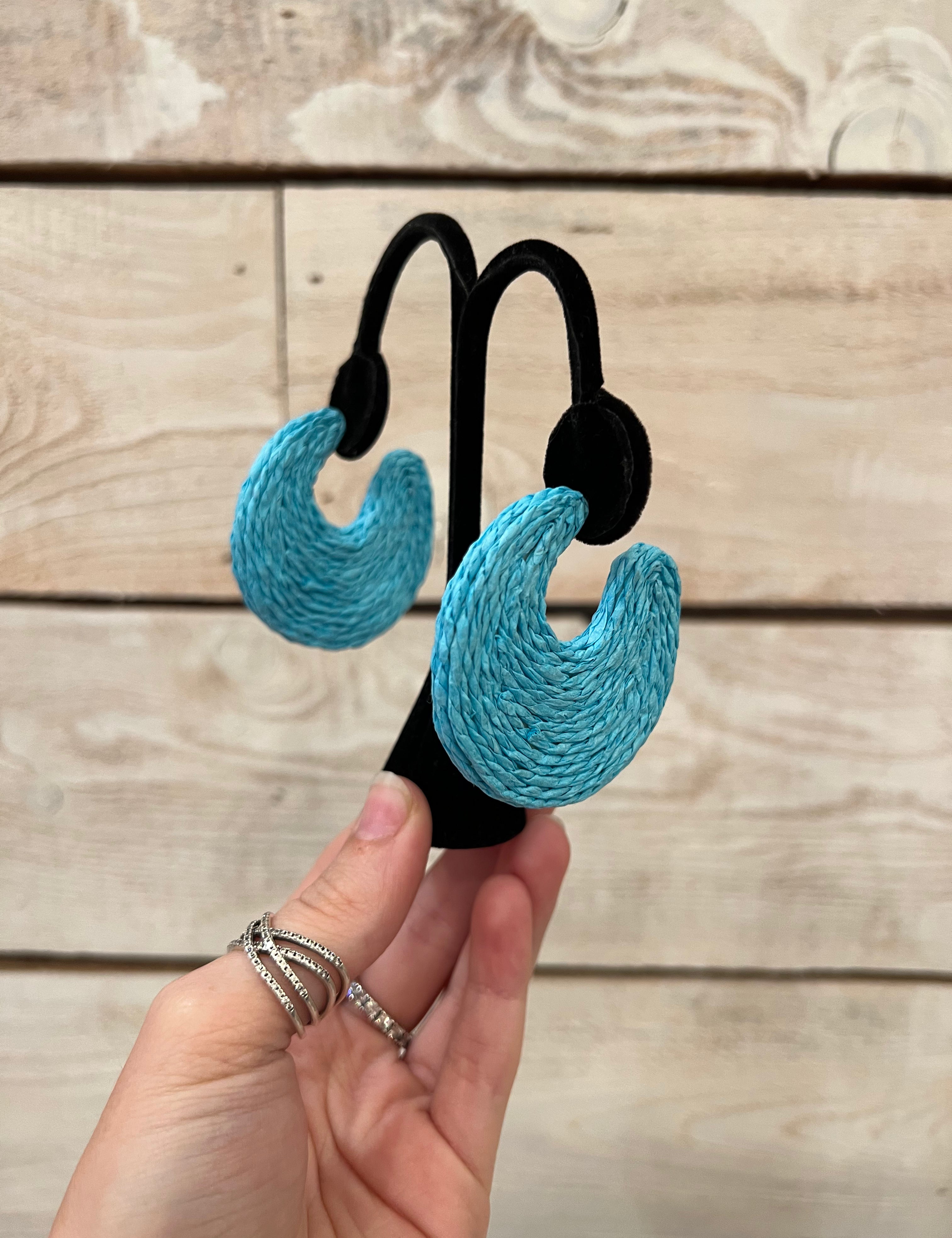Large Raffia Cresent Hoops