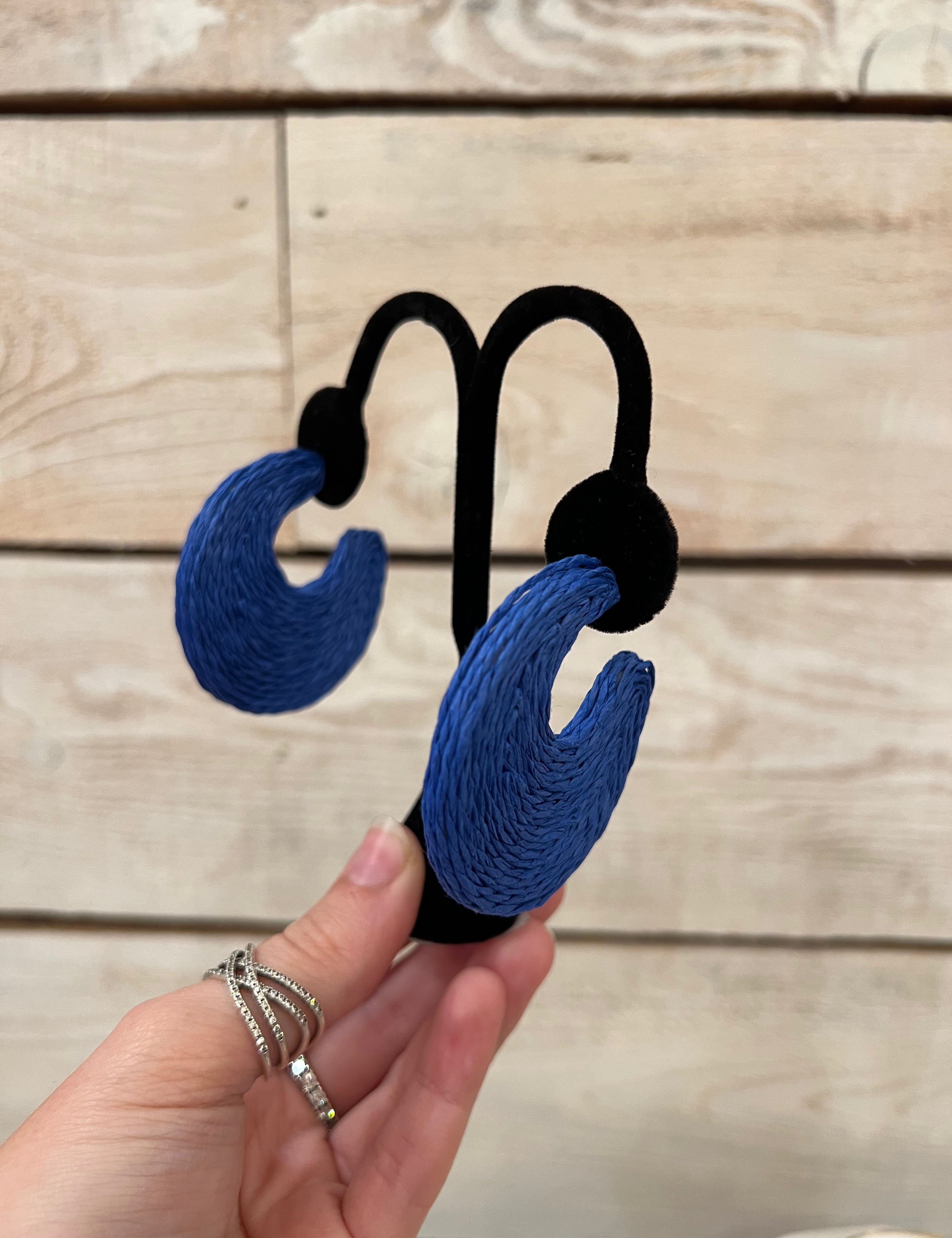 Large Raffia Cresent Hoops