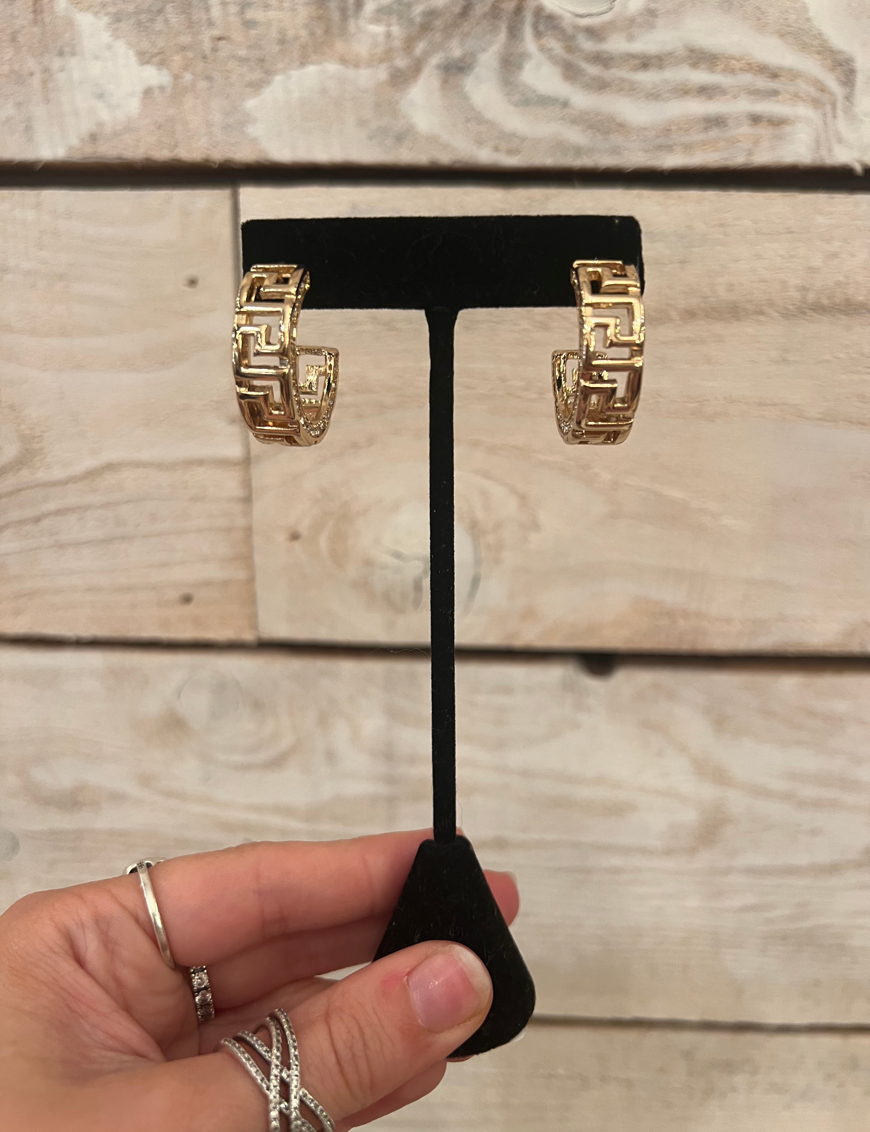 Golden Greek Key Earrings