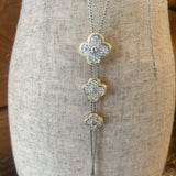 Cascading Sparkling Clover Lariatt Necklace