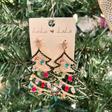 Rhinestone Christmas Tree Earrings