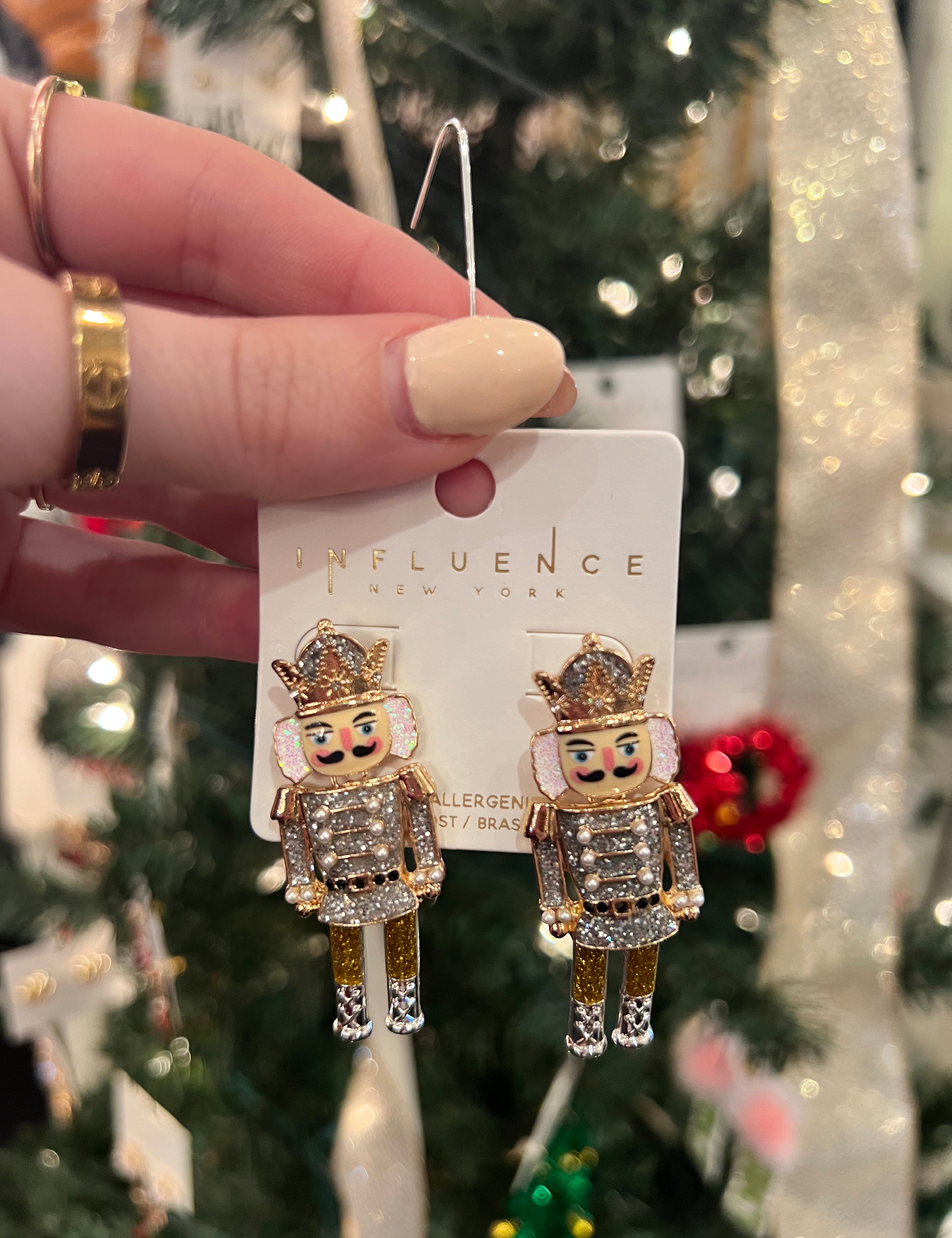 Sparkling Nutcracker Metal Earrings