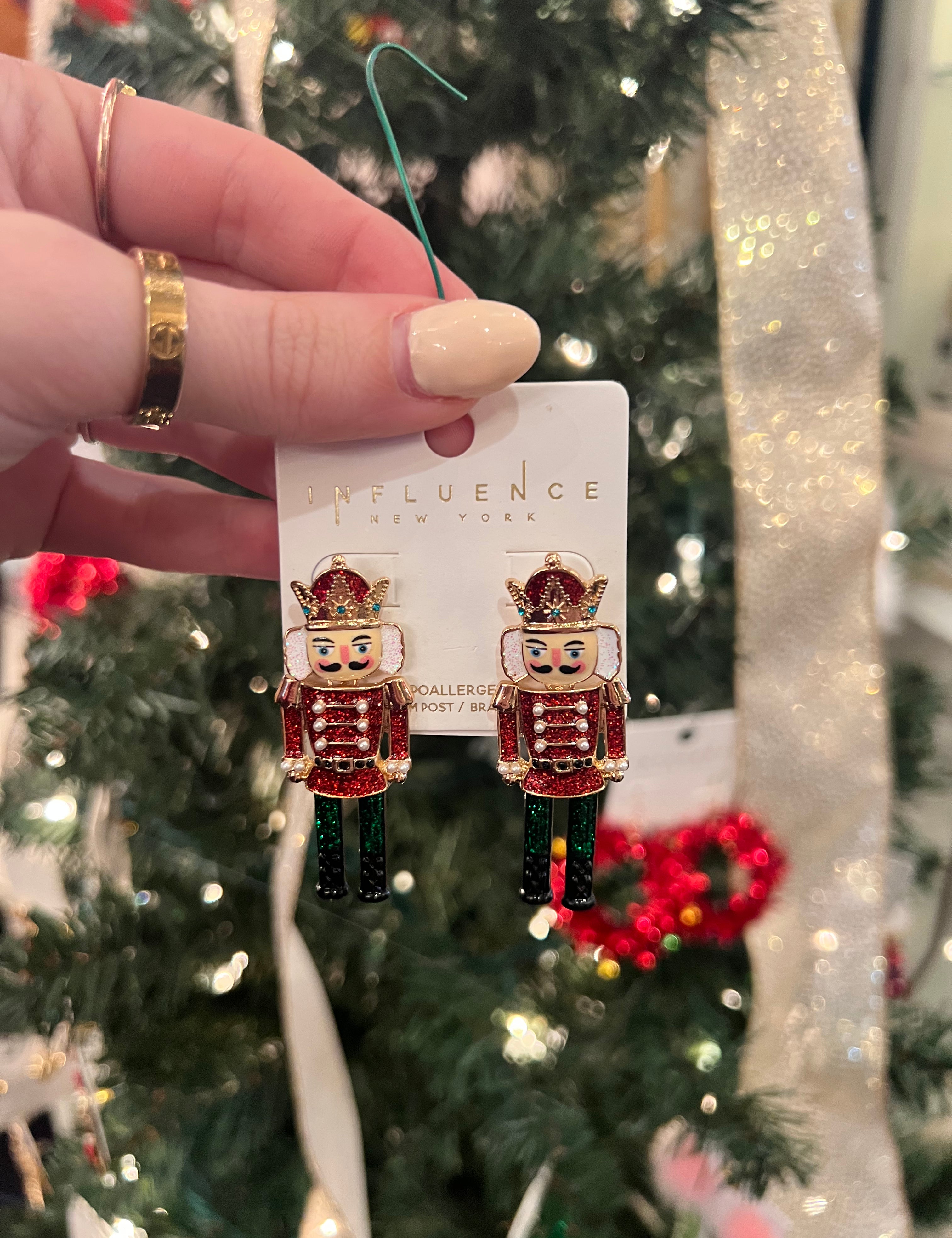 Sparkling Nutcracker Metal Earrings