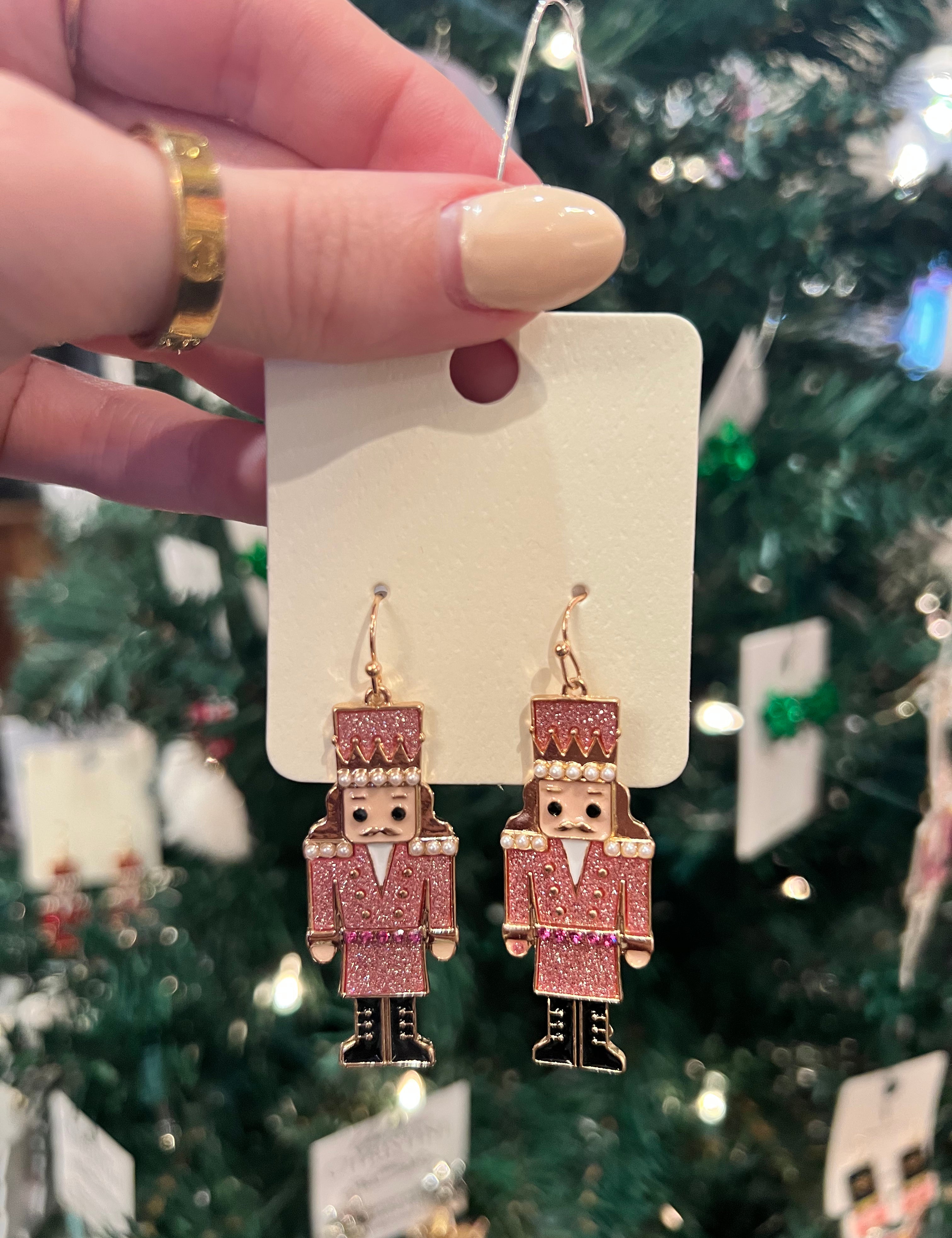 Small Glittery Nutcracker Earrings