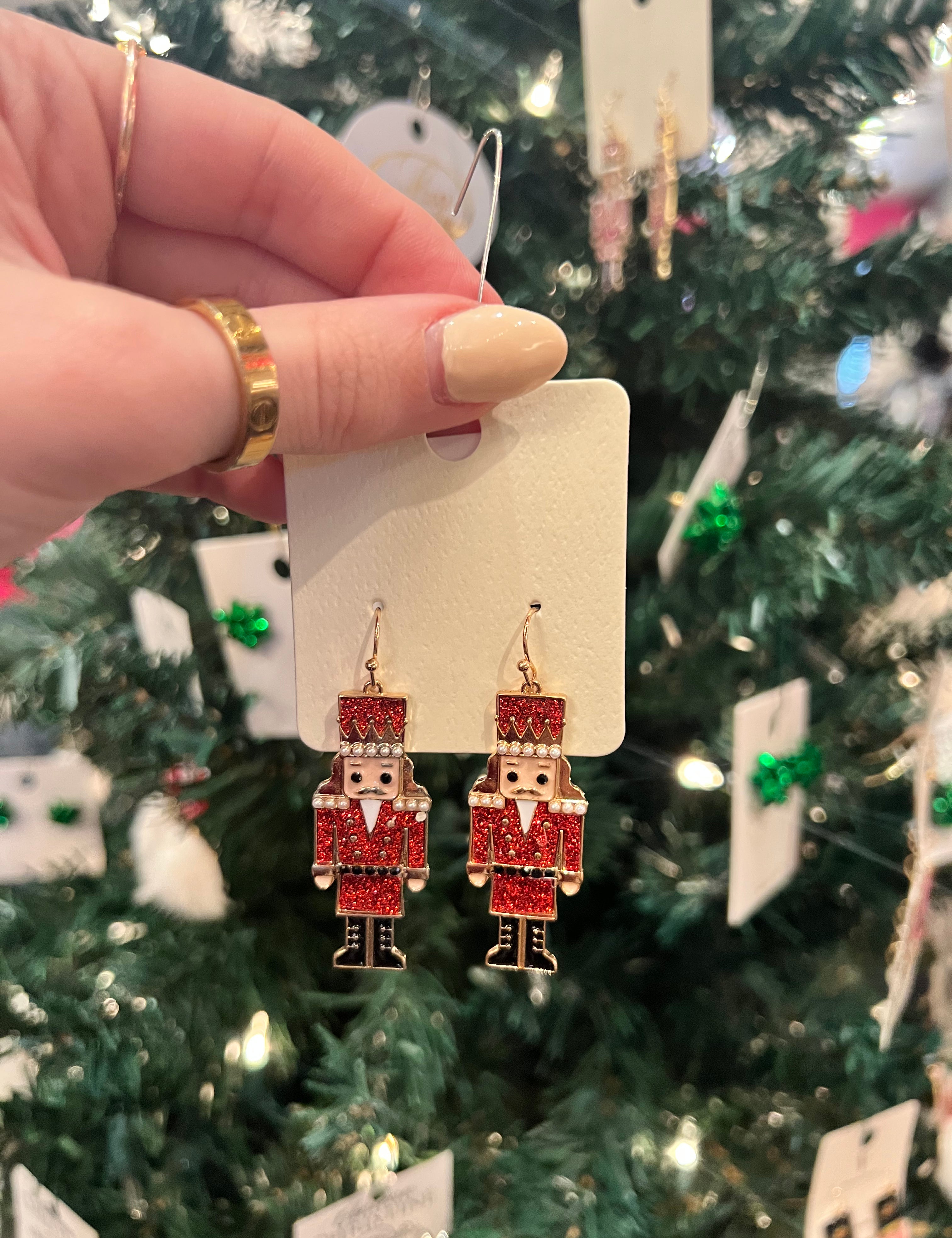 Small Glittery Nutcracker Earrings