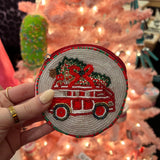 Christmas Van Beaded Coin Purse