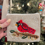 Cardinal Beaded Coin Purse