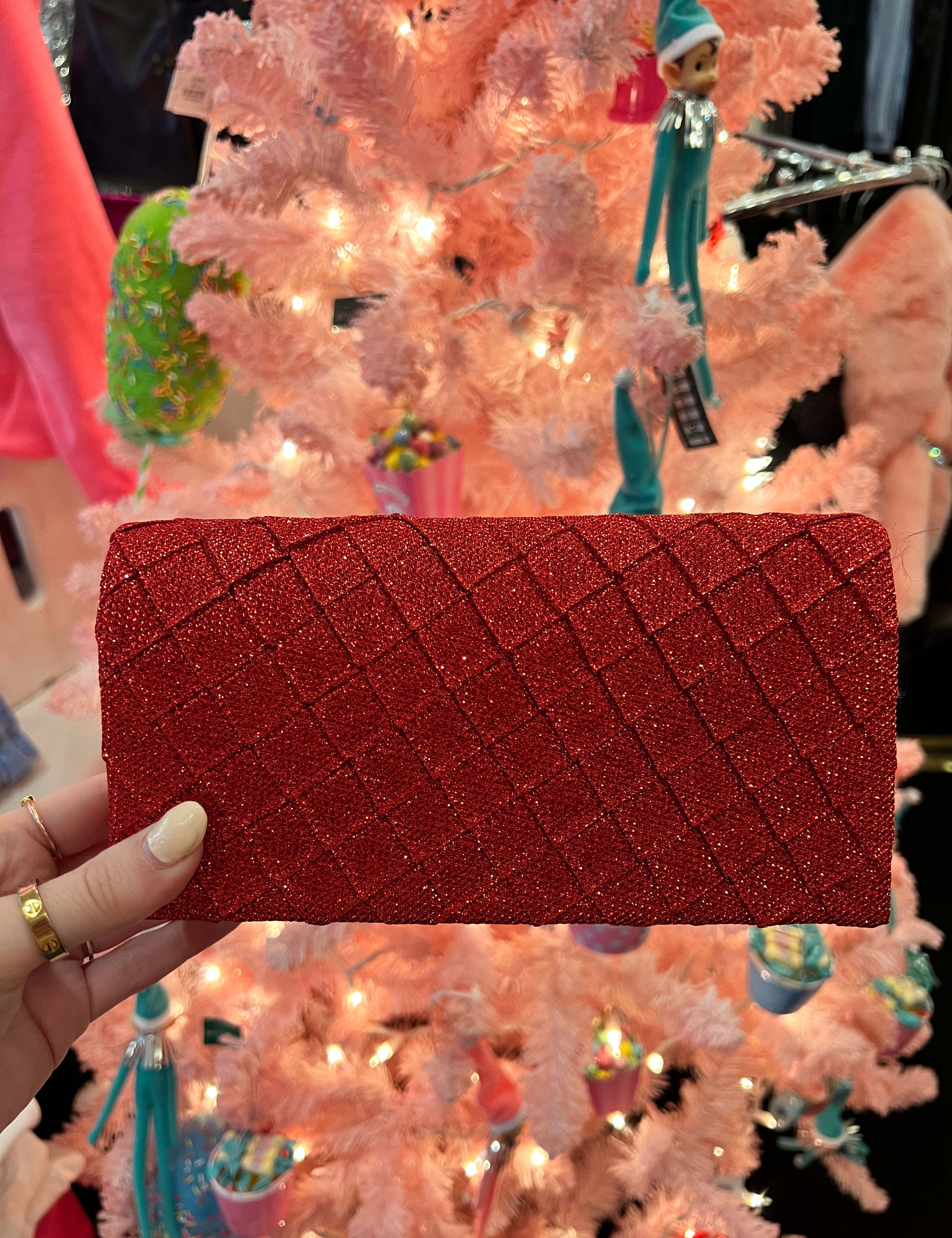 Red Quilted Sparkly Bag