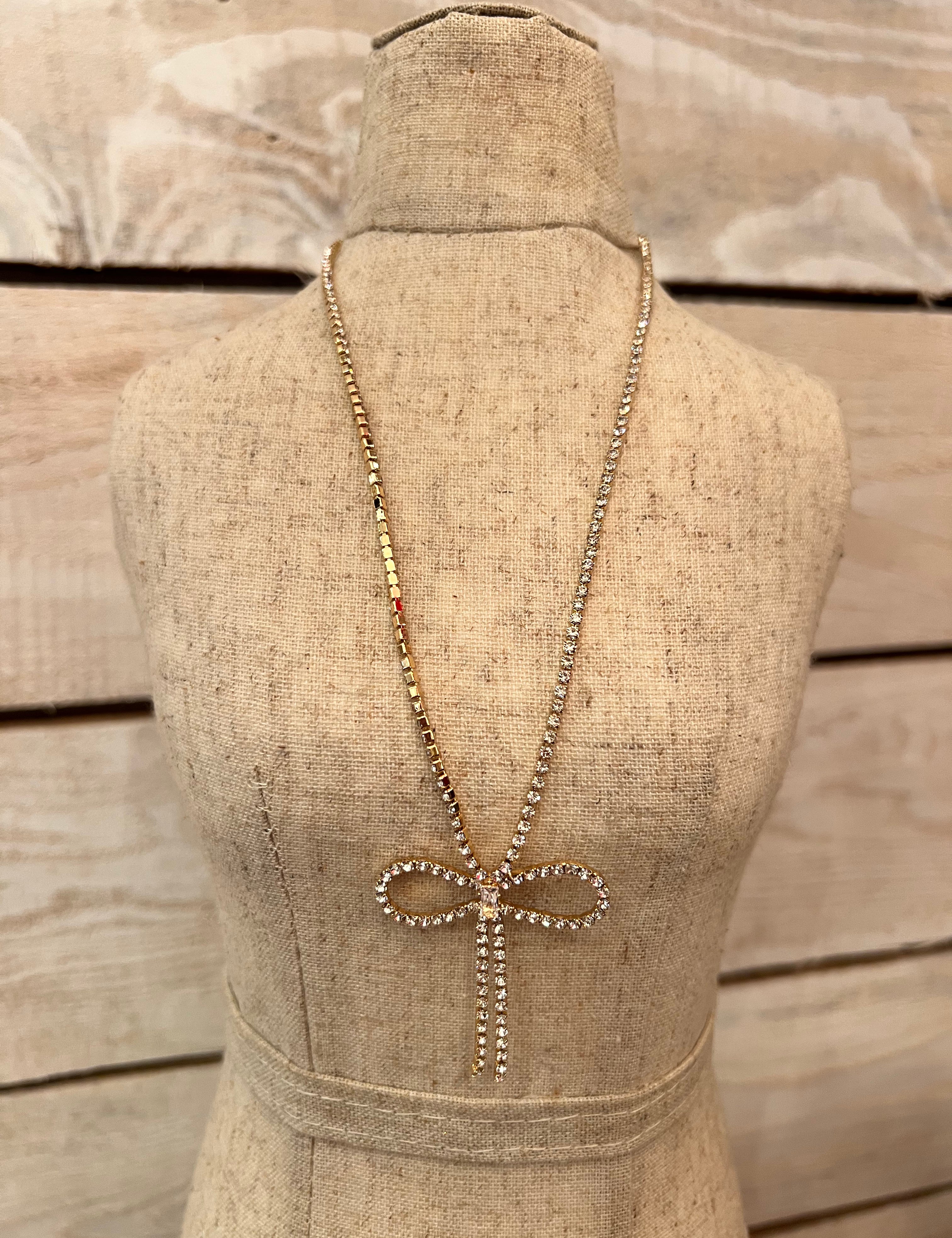 Dazzling Gold Bow Necklace