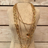 Layered Teardrop Gold Chain Necklace